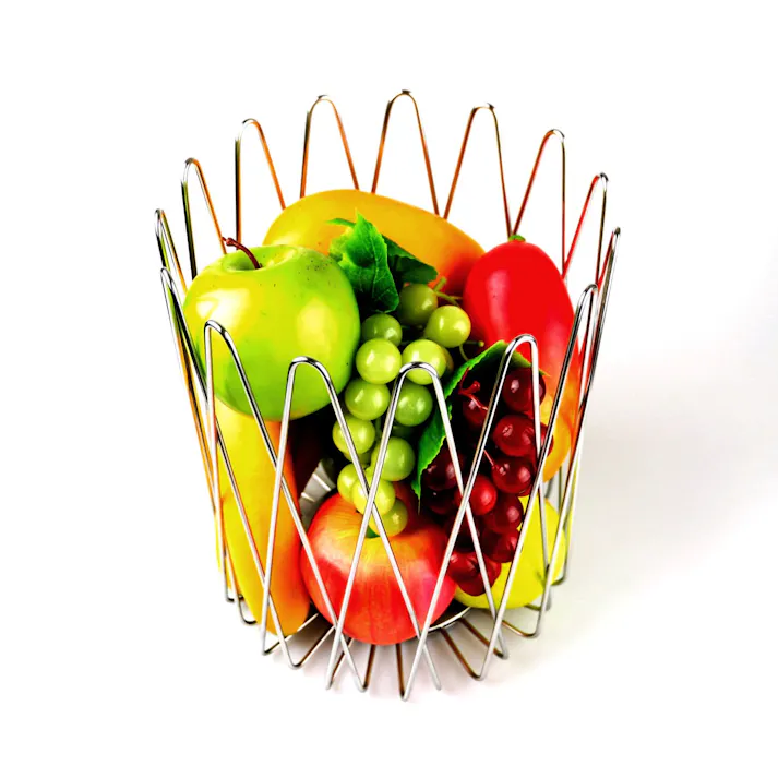 フルーツバスケット|ZACK 30655 BIVIO ワイヤーバスケット フルーツボウル ボウル 果物かご 縦長 スリム 収納容器 パンかご パン皿 ステンレス おしゃれ 雑貨 かっこいい 上質 高級 ホテルライク 男前インテリア インダストリアル ドイツ デザイナーズ