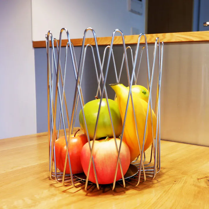 フルーツバスケット|ZACK 30655 BIVIO ワイヤーバスケット フルーツボウル ボウル 果物かご 縦長 スリム 収納容器 パンかご パン皿 ステンレス おしゃれ 雑貨 かっこいい 上質 高級 ホテルライク 男前インテリア インダストリアル ドイツ デザイナーズ