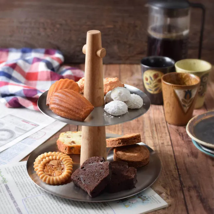 ケーキ/フルーツスタンド|ZACK 30739 SEVORE ケーキスタンド お菓子 2段 アフタヌーンティー パーティラック ステンレス 高級 ホテルライク インダストリアル ドイツ デザイナーズ