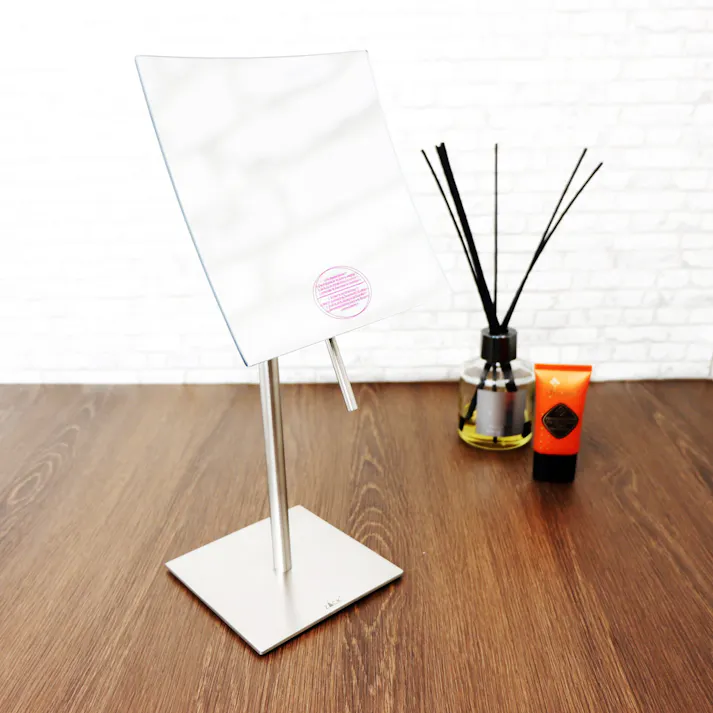 コスメティックミラー(5倍拡大鏡)|ZACK 40013 XERO スタンドミラー コスメミラー 卓上鏡 片面鏡 拡大鏡 鏡 メイク スクエア スタンド ステンレス おしゃれ 雑貨 かっこいい 上質 高級 ホテルライク 男前インテリア インダストリアル ドイツ デザイナーズ