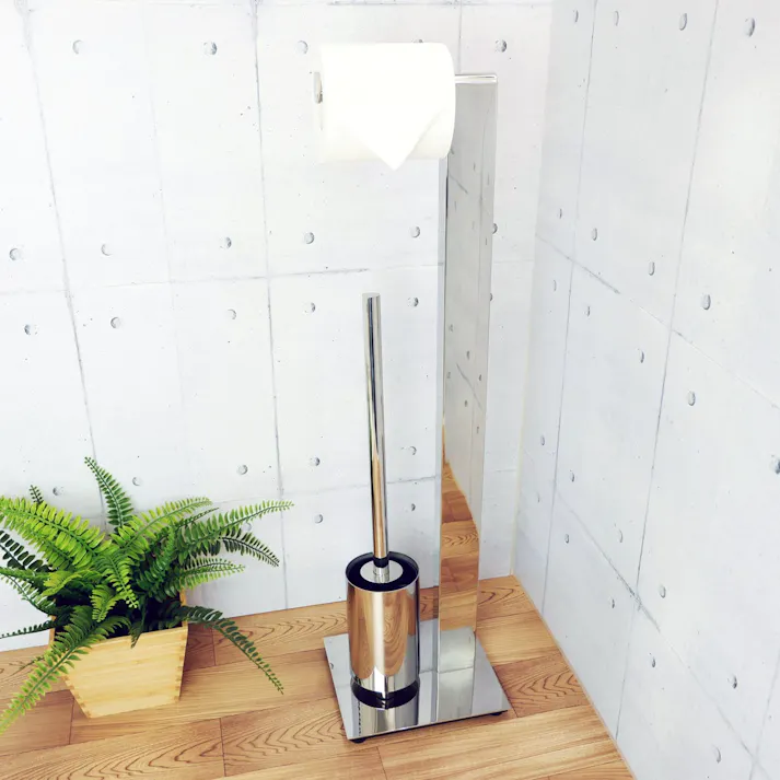 トイレットバトラー|ZACK 40455 ATORE トイレバトラー トイレブラシ ペーパースタンド トイレ収納 サニタリー ステンレス 高級 ホテルライク インダストリアル ドイツ デザイナーズ