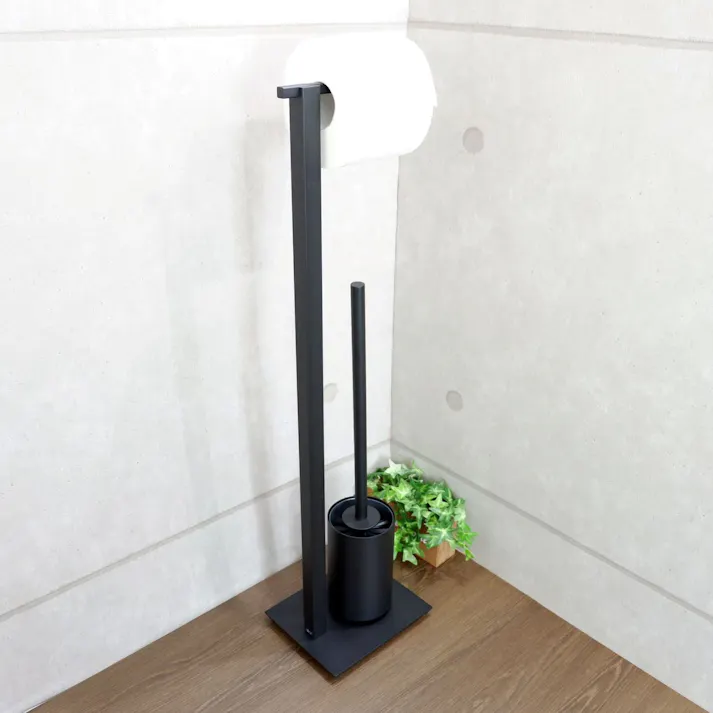 トイレットバトラー マットブラック|ZACK 40508 CARVO トイレバトラー トイレブラシ ペーパースタンド トイレ収納 ステンレス 高級 ホテルライク インダストリアル ドイツ デザイナーズ