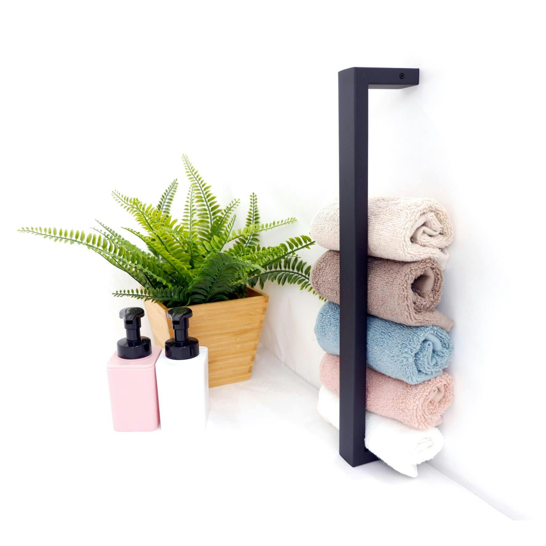 タオルホルダー マットブラック｜ZACK 40598 LINEA 縦型 収納 ゲスト用