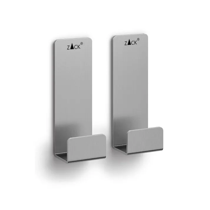 タオルフックL 2個入|ZACK 40610 POTES タオル掛け タオルホルダー フック 浴室 洗面 キッチン リビング 壁付け DIY ステンレス かっこいい 上質 高級 ホテルライク 男前インテリア インダストリアル ドイツ デザイナーズ