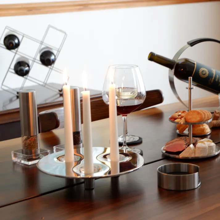 キャンドルホルダー|ZACK 40632 ALOMA キャンドルスタンド キャンドルプレート キャンドル受け キャンドル置き 燭台 3本用 ステンレス おしゃれ 雑貨 かっこいい 上質 高級 ホテルライク 男前インテリア インダストリアル ドイツ デザイナーズ