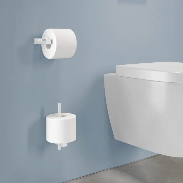 スペアトイレットロールホルダー ホワイト|ZACK 40811 CARVO ペーパーホルダー スペア 縦型 スリム 壁付け DIY ステンレス おしゃれ 雑貨 スタイリッシュ モード かっこいい 上質 高級 ホテルライク 男前インテリア インダストリアル ドイツ デザイナーズ