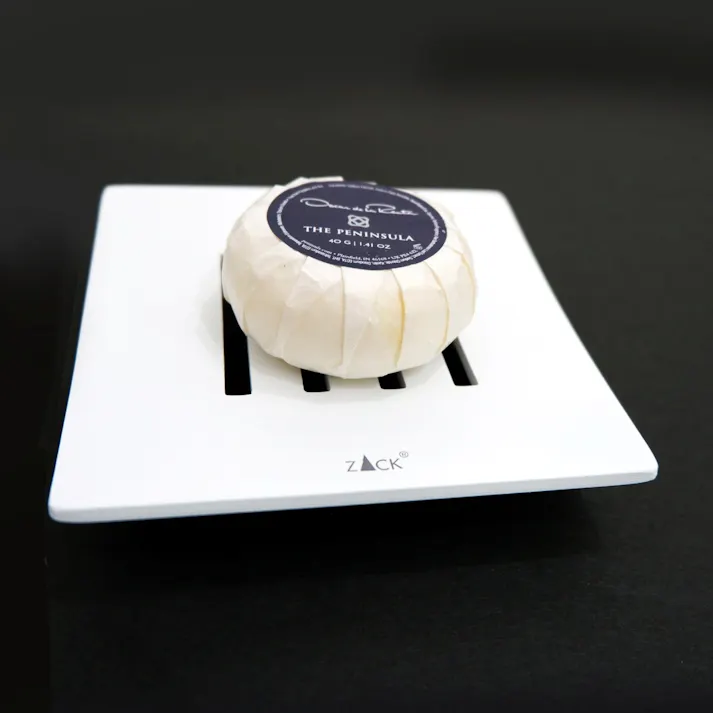 ソープディッシュ ホワイト仕上げ|ZACK 40839 ABBACO ソープトレー 石鹸トレイ 石鹸入れ 石鹸受け 石鹸置き スクエア ステンレス おしゃれ 雑貨 かっこいい 上質 高級 ホテルライク 男前インテリア インダストリアル ドイツ デザイナーズ