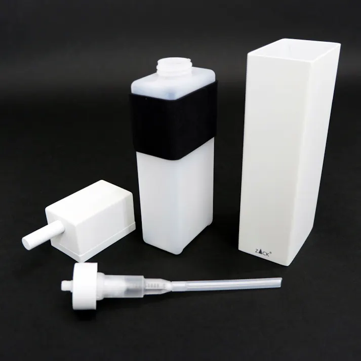 リキッドディスペンサー ホワイト仕上げ|ZACK 40840 LINEA ソープディスペンサー 液体ソープ入れ シャンプー ボディソープ 壁付け DIY ステンレス 高級 ホテルライク ドイツ デザイナーズ