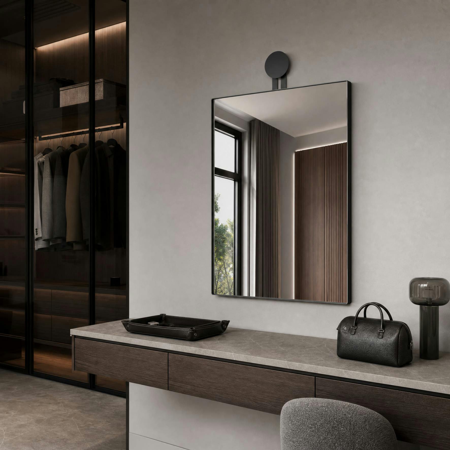 ウォールミラー(スクエアタイプ) マットブラック｜ZACK 50641 MORMA