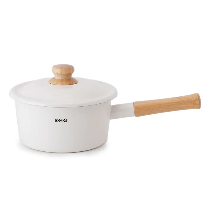 富士ホーロー ビームス シンプル ホーロー ソースパン 深型 18cm ガス火 IH対応 2.3L BMS 片手鍋 BMS-18SD【ホーロー鍋 琺瑯鍋 鍋 IH200V 琺瑯 蓋付き フタ付き 調理器具 キッチン用品 Clocca】 ホワイト