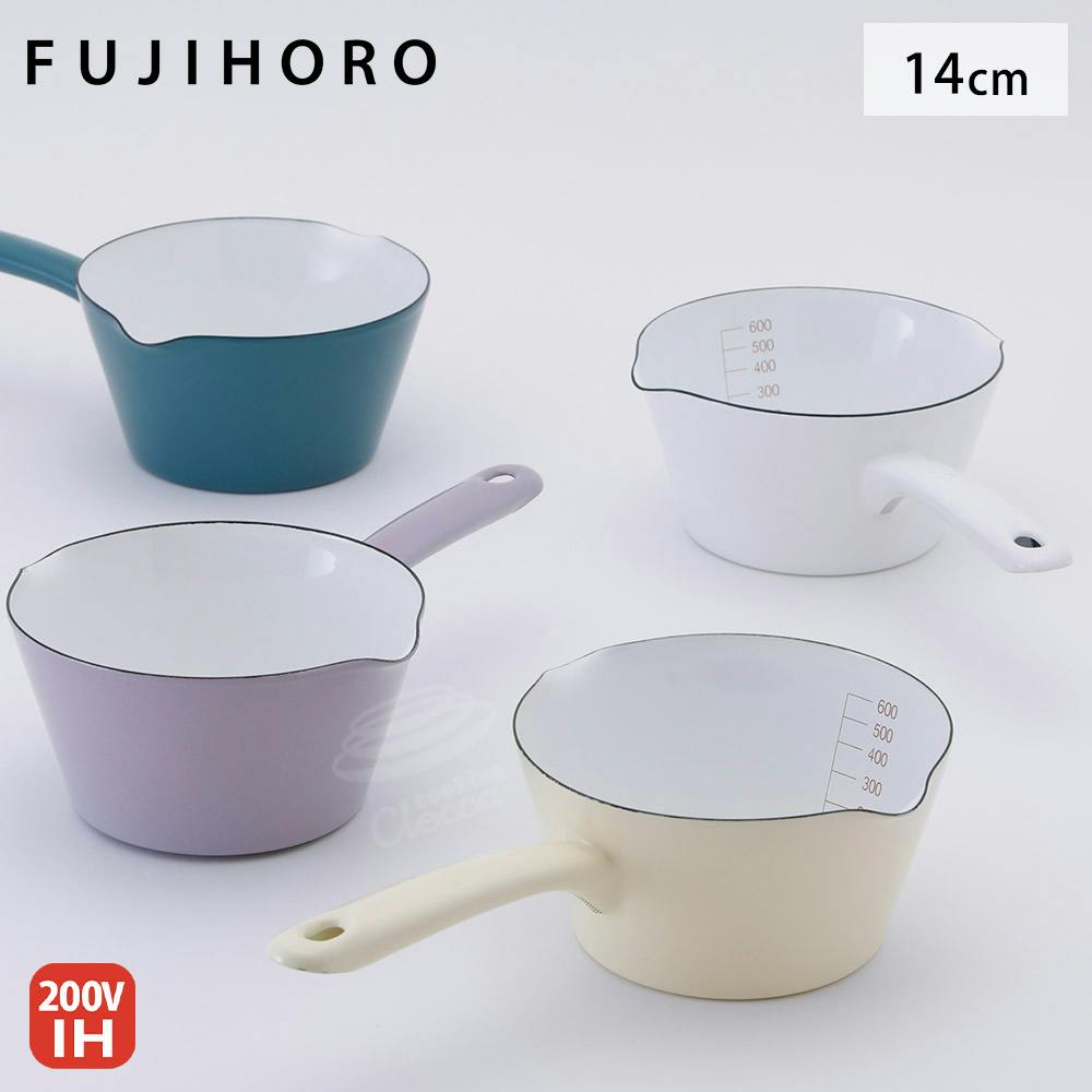 富士ホーロー 目盛付き ミルクパン 14cm ホーロー ガス火 IH対応 0.8L