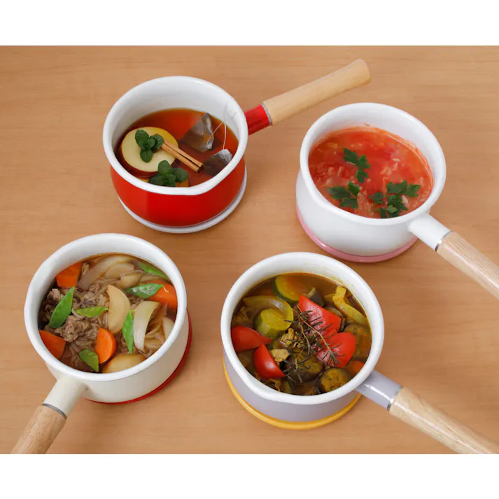 富士ホーロー ミルクパン ホーロー フタ付 15cm ガス火 IH対応 C-15M【片手鍋 蓋付き IH 200V 琺瑯 ホーロー鍋 キッチン用品 離乳食 調理器具】 レッド