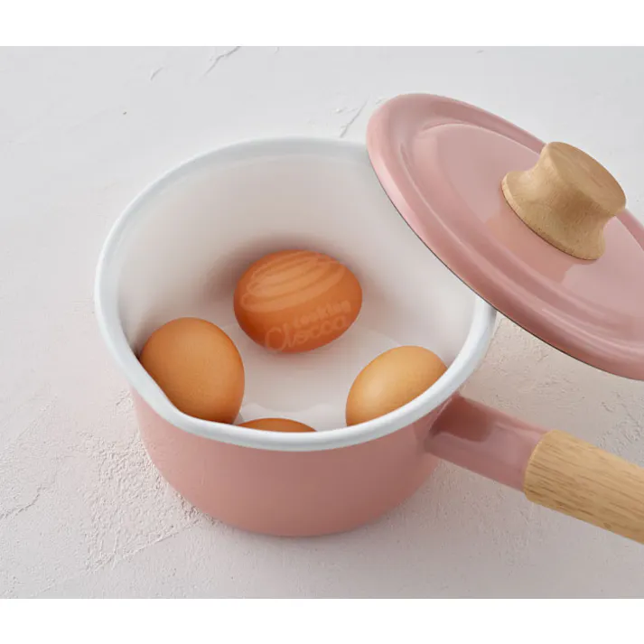 富士ホーロー コットン ホーロー ミルクパン 14cm 注ぎ口 蓋付き ガス火 IH対応 CTN-14M Cotton Series コットンシリーズ【琺瑯 片手鍋 ホーロー鍋 琺瑯鍋 離乳食 調理器具 IH200V】 レッド