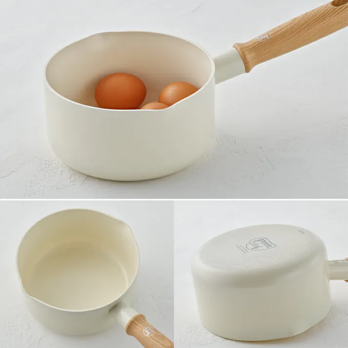 グリーンシェフ ビンテージ ホワイト ソースパン 16cm ガラス蓋付き IH対応 2729-1 greenchef【片手鍋 ダイヤモンド セラミックコーティング PFOA PFAS フリー ミルクパン 両口】