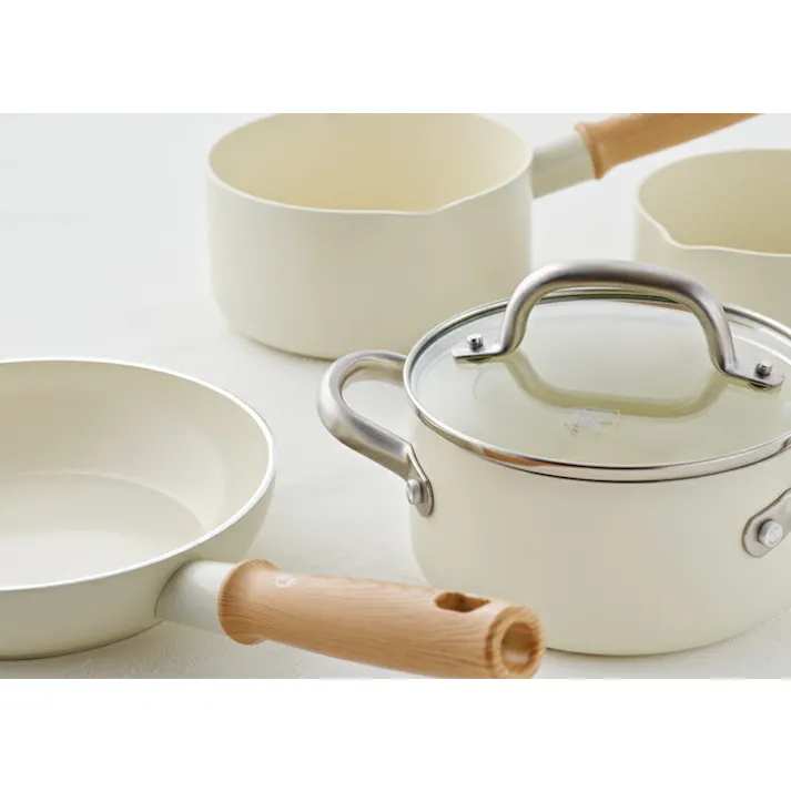 グリーンシェフ ビンテージ ホワイト ソースパン 16cm ガラス蓋付き IH対応 2729-1 greenchef【片手鍋 ダイヤモンド セラミックコーティング PFOA PFAS フリー ミルクパン 両口】