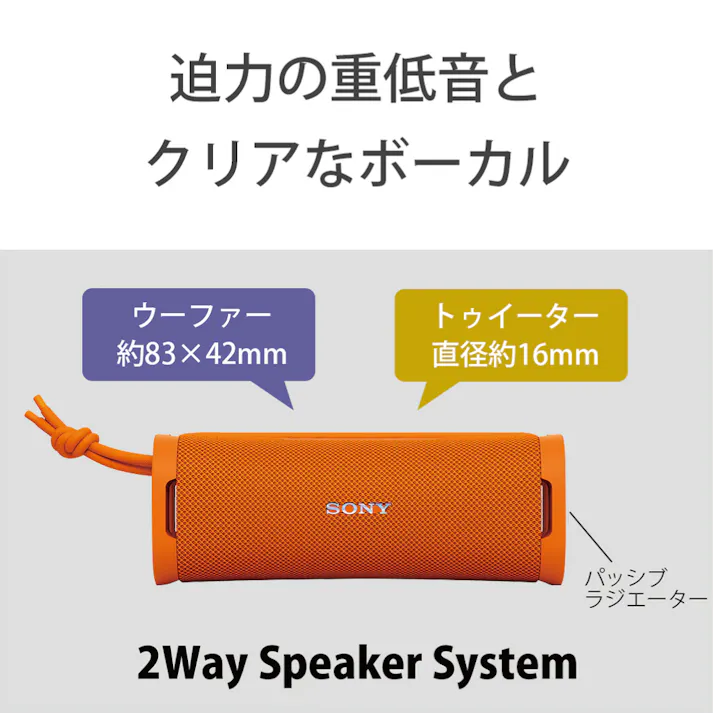 ソニー SONY Bluetooth ワイヤレス ポータブル スピーカー ULT POWER SOUND 防水 防じん 防錆 重低音 SRS-ULT10 DC オレンジ