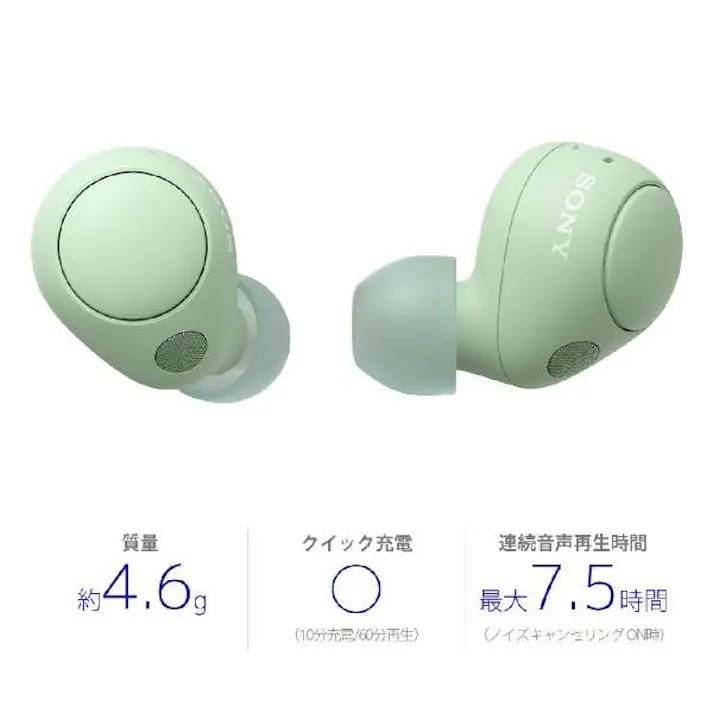 完全ワイヤレスイヤホン セージグリーン Bluetooth ノイズキャンセリング対応 SONY WF-C700N-GZ