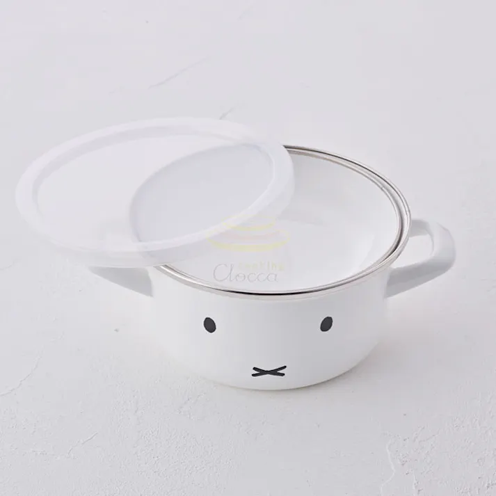 ミッフィー ボリス フェイス キャセロール 15cm ポリ蓋付き IH対応 富士ホーロー【miffy boris シンプルフェイス グッズ 両手鍋 離乳食 調理器具 オーブン調理 ホーロー ほうろう ディックブルーナ】 ボリス