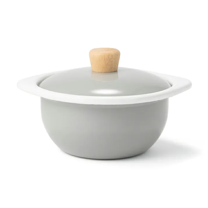 富士ホーロー コットン ホーロー ココット 15cm ガス火 IH対応 CTN-15C Cotton Series コットンシリーズ【ココット鍋 両手鍋 ホーロー鍋 ラーメン鍋 オーブン型 一人鍋 琺瑯 食器】 ライトグレー