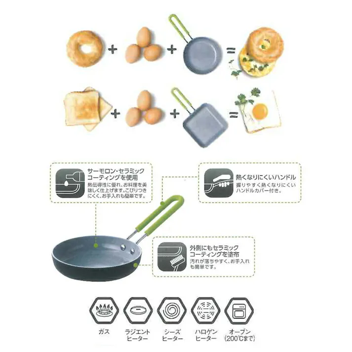 グリーンパン ミニ フライパン スクエア 12.5cm Greenpan Mini CC001019-001【ミニフライパン セラミックコーティング 小型 お弁当 アルミ 調理器具 炒め鍋 PFOA PFASフリー フッ素不使用】