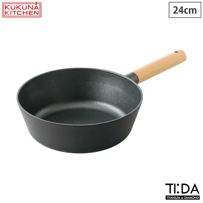 チタン&ダイヤモンド コーティング TIDA マルチパン 24cm IH対応 アピデ ククナ KKN-TD24M【フライパン 深型 アルミ鋳造 軽量 片手鍋 チタン ダイヤモンド 7層コーティング】