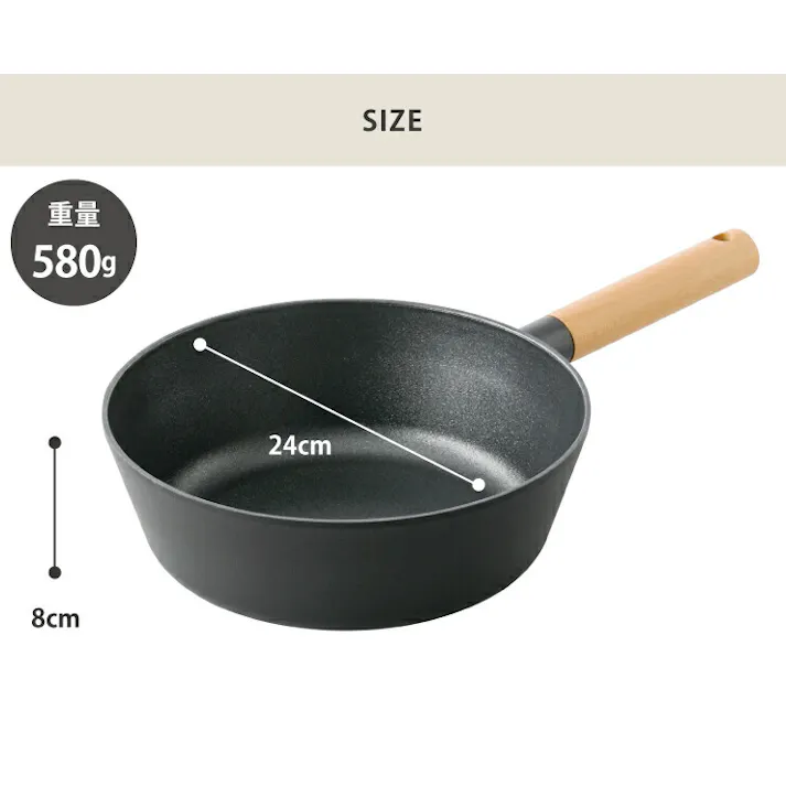 チタン&ダイヤモンド コーティング TIDA マルチパン 24cm IH対応 アピデ ククナ KKN-TD24M【フライパン 深型 アルミ鋳造 軽量 片手鍋 チタン ダイヤモンド 7層コーティング】