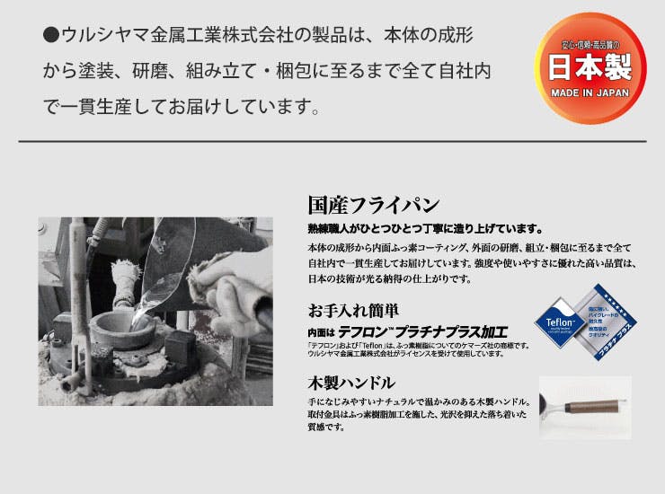 フーガ フライパン 18cm 1.2L FUG-F18 ウルシヤマ金属工業 楓雅 Fu-ga