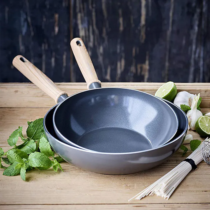 グリーンシェフ ウォックパン 24cm ビンテージ ブラウニーブラック IH対応 greenchef【フライパン 深型 ダイヤモンド セラミックコーティング PFOA PFAS フリー IH 200V 食洗機対応】