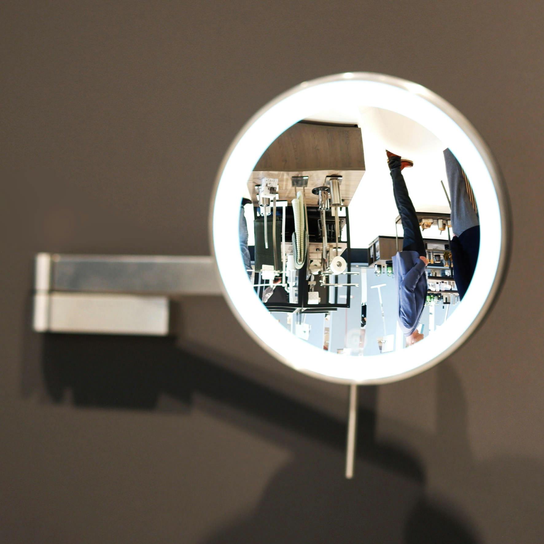 ZACK ウォールミラー LINEA メイクアップミラー　壁付け ZACK ウォールミラー 等倍/3倍 両面鏡 鏡 化粧鏡 卓上ミラー