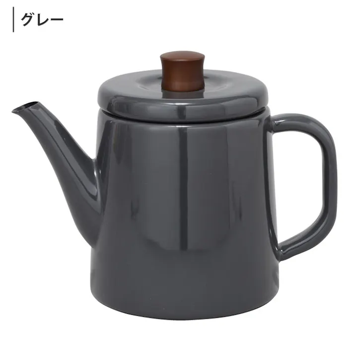 野田琺瑯 ポトル 1.5L ガス火 IH対応【ホーロー やかん ケトル 直火 IH200V対応 琺瑯 ホーローケトル ポット シンプル 調理器具 日本製】 グレー