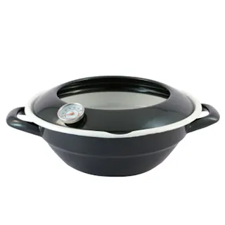 富士ホーロー 天ぷら鍋 温度計付き 24cm ガス火 IH対応 ホーロー【IH 200V 揚げ鍋 揚げ物 鍋 丸型 調理器具 ホーロー鍋 琺瑯鍋 両手鍋 串揚げ てんぷら鍋】 ブラック