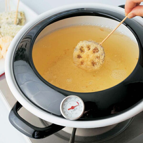 富士ホーロー 天ぷら鍋 温度計付き 24cm ガス火 IH対応 ホーロー【IH