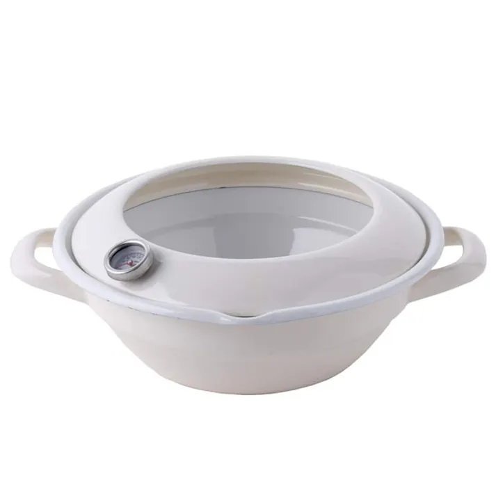 富士ホーロー 天ぷら鍋 温度計付き 24cm ガス火 IH対応 ホーロー【IH 200V 揚げ鍋 揚げ物 鍋 丸型 調理器具 ホーロー鍋 琺瑯鍋 両手鍋 串揚げ てんぷら鍋】 ホワイト