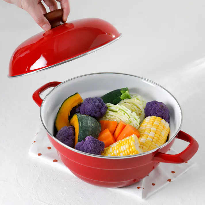 富士ホーロー ビームス オールインワン ホーロー鍋 24cm スノコ付 IH対応 BMS【IH 200V 調理器具 キッチン ホーロー 両手鍋 深型 深鍋 琺瑯鍋 卓上鍋 キャセロール スチーマー 蒸し鍋】 イエロー