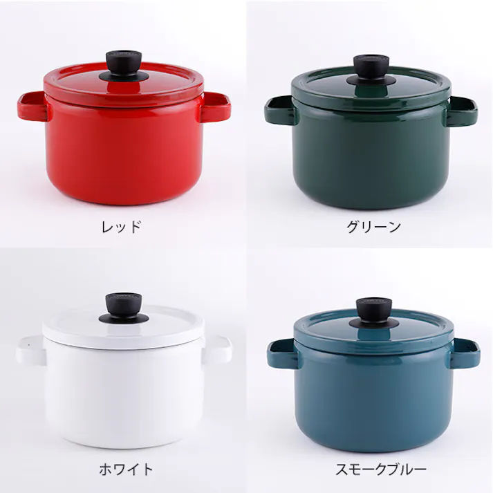 富士ホーロー ディープキャセロール ホーロー 22cm 5.6L IH対応 ソリッド【IH 200V 深鍋 ホーロー鍋 パスタ鍋 カレー鍋 調理器具 両手鍋 深型 琺瑯鍋 寸胴鍋 低温調理器 鍋 直火】 グリーン