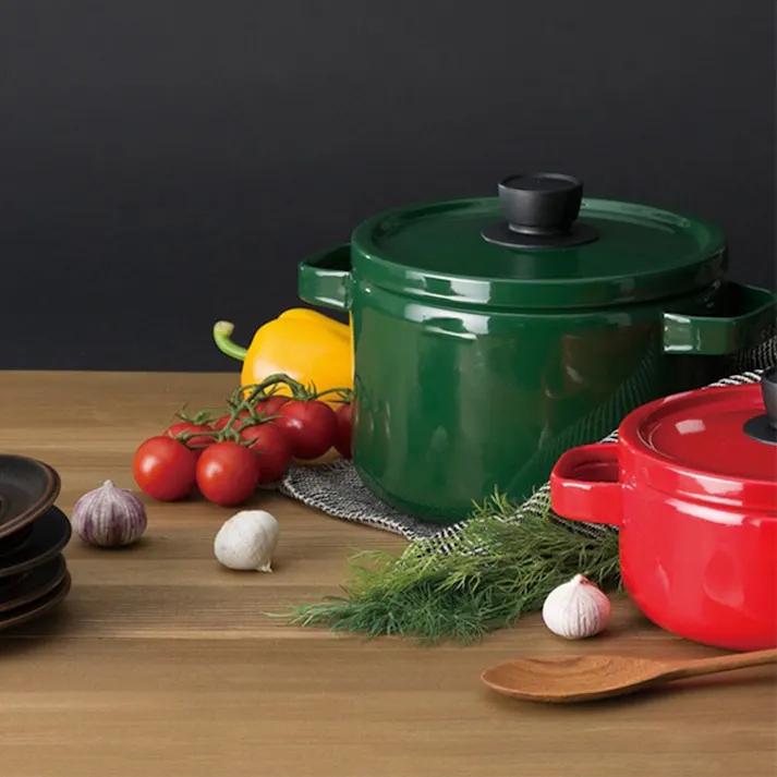 富士ホーロー ディープキャセロール ホーロー 22cm 5.6L IH対応 ソリッド【IH 200V 深鍋 ホーロー鍋 パスタ鍋 カレー鍋 調理器具 両手鍋 深型 琺瑯鍋 寸胴鍋 低温調理器 鍋 直火】 グリーン