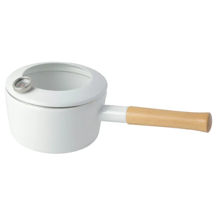 富士ホーロー 片手 天ぷら鍋 2WAY ホーロー 温度計付き フタ付き 16cm IH対応【てんぷら鍋 揚げ鍋 小型 片手鍋 ホーロー鍋 琺瑯 揚げ物 鍋 蓋付き 調理器具】 ブラック