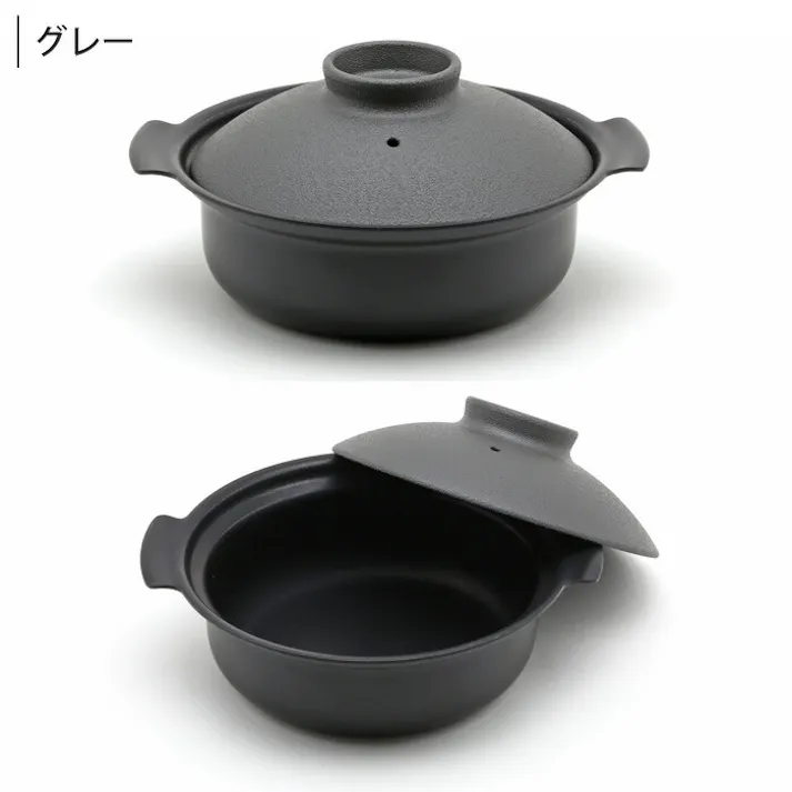 IH DONABE 土鍋 18cm DN-18 ガス火 IH対応 プレッセンス【卓上鍋 浅型 両手鍋 一人鍋 ステンレス アルミ 3層鋼 PRESSENCE 宮崎製作所 日本製】 シルバー