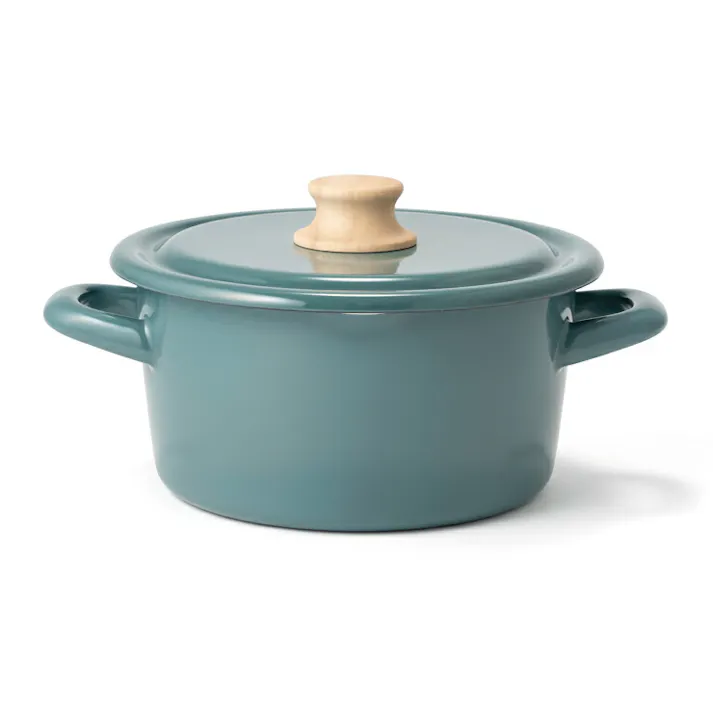 富士ホーロー コットン ホーロー キャセロール 18cm IH対応 CTN-18W Cotton Series コットンシリーズ【両手鍋 琺瑯 ホーロー鍋 IH200V ハニーウェア】 スモークブルー