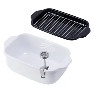 富士ホーロー 角型天ぷら鍋 IH対応 温度計付き 揚げ網 バット付き TP-20K.W .LG.VA【天ぷら鍋 ホーロー ミニ 角 スクエア 少ない油 四角 揚げ鍋 四角い 琺瑯 ほうろう】 ホワイト