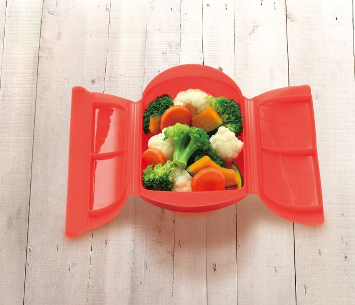 ルクエ ミニスチームケース レシピ付き トマトレッド/レタスLekue