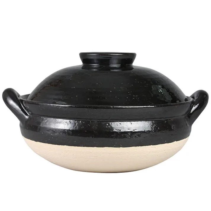 長谷園 ヘルシー蒸し鍋 大 白 黒 直火専用 長谷製陶【3~5人用 卓上鍋 陶器 蒸し鍋 日本製 土鍋 伊賀焼】 黒
