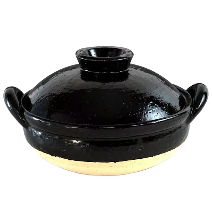 長谷園 ヘルシー蒸し鍋 中 27cm 白 黒 直火専用 長谷製陶【2~4人用 卓上鍋 陶器 蒸し鍋 日本製 土鍋 伊賀焼】 黒