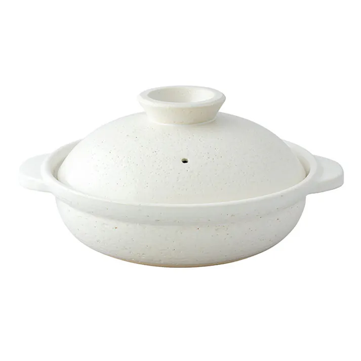 長谷園 IH対応土鍋 大 3~5人用 長谷製陶【IH 伊賀土鍋 卓上鍋 陶器 日本製 伊賀焼 陶器】 白釉