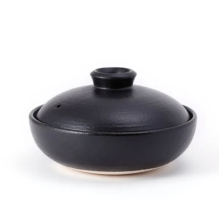 日常茶飯器 黒 7.5号平鍋 持手なし 萬古焼 0100-0009【土鍋 浅型 卓上鍋 陶器 和食器 大鉢 電子レンジ対応 万古焼 日本製】