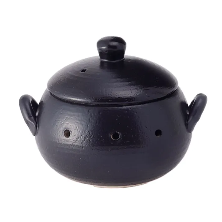 日常茶飯器 黒吹き 焼いも器 石付 萬古焼 0100-0018【土鍋 陶器 焼き芋器 家庭用 電子レンジ対応 万古焼 日本製】