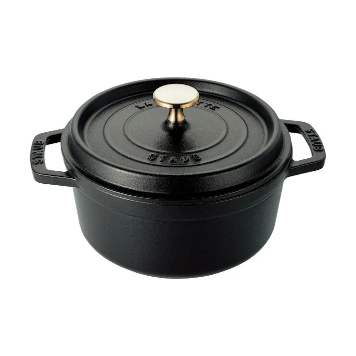 ストウブ ピコ ココット ラウンド 20cm 2.2L IH対応 staub【鋳物 両手鍋 ホーロー鍋 キャセロール オーブン調理 ストゥブ鍋 国内正規品】 ブラック