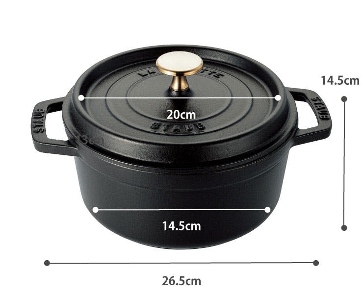 ストウブ ピコ ココット ラウンド 20cm 2.2L IH対応 staub【鋳物 両手
