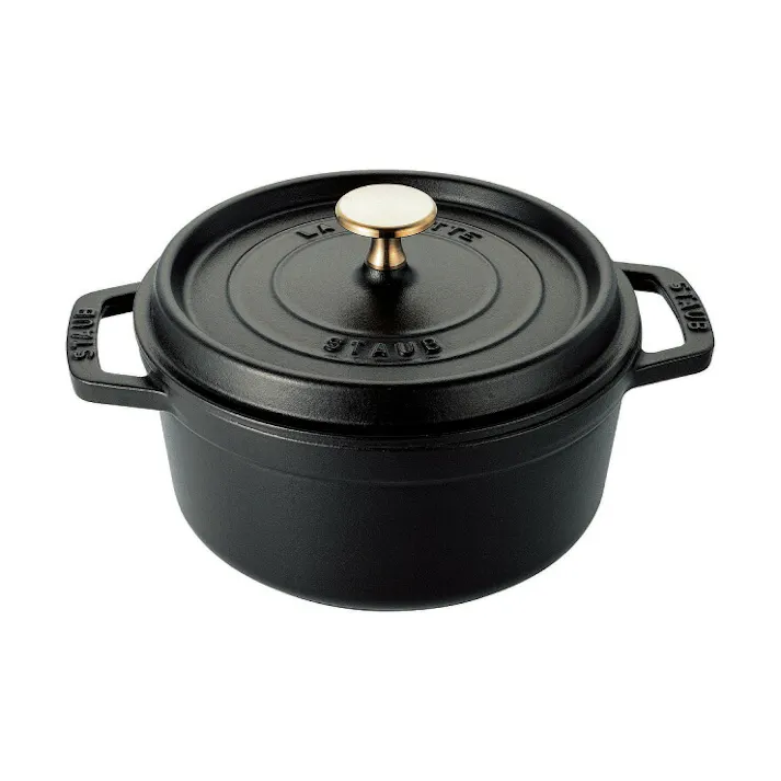 ストウブ ピコ ココット ラウンド 22cm 2.6L IH対応 staub【鋳物 両手鍋 ホーロー鍋 キャセロール オーブン調理 ストゥブ鍋 国内正規品】 ブラック
