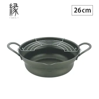 縁 揚げ鍋 広口 揚げ網付 26cm ガス火 IH対応 タマハシ エポラス EN-W26W【天ぷら鍋 鉄製 日本製】